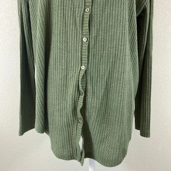 Gibson moss green waffle knit cardigan size xs - Picture 3 of 8